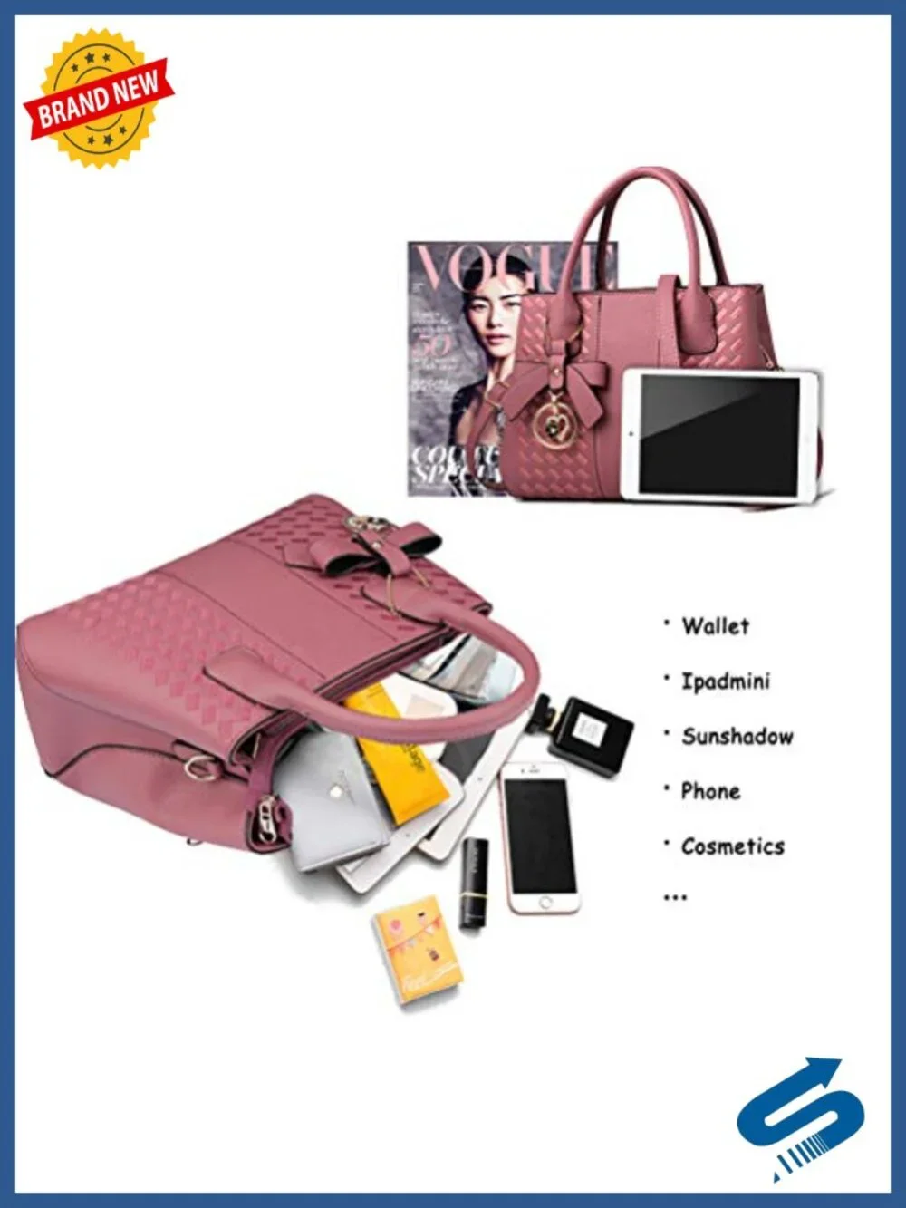 Women's PU Leather Satchel Handbag Top Handle Shoulder Tote Crossbody